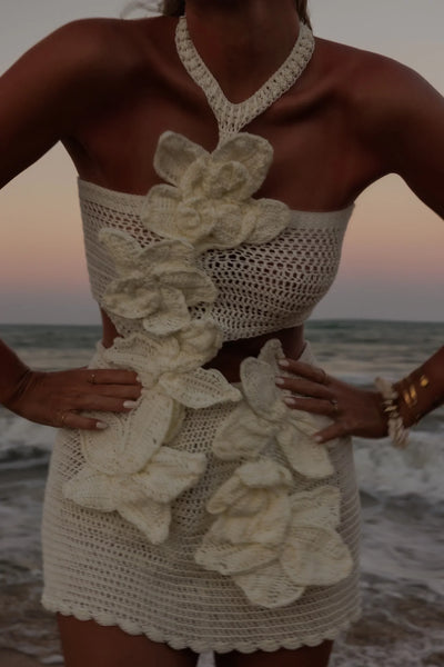 Ella - Robe en tricot à fleurs