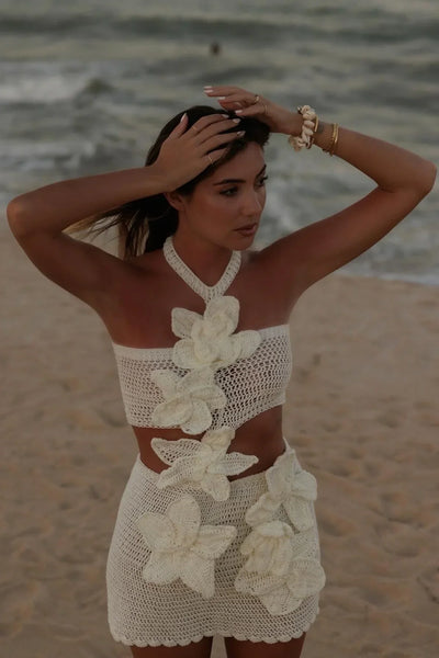 Ella - Robe en tricot à fleurs