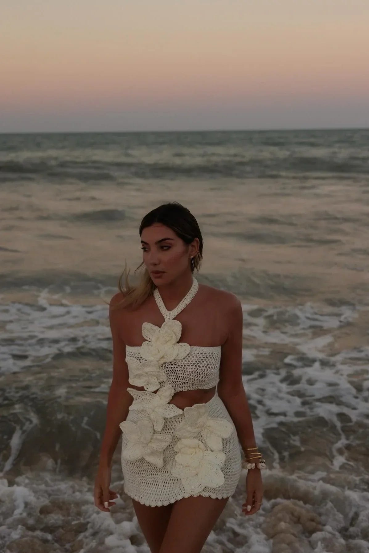 Ella - Robe en tricot à fleurs