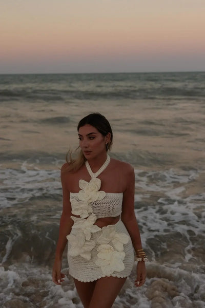 Ella - Robe en tricot à fleurs