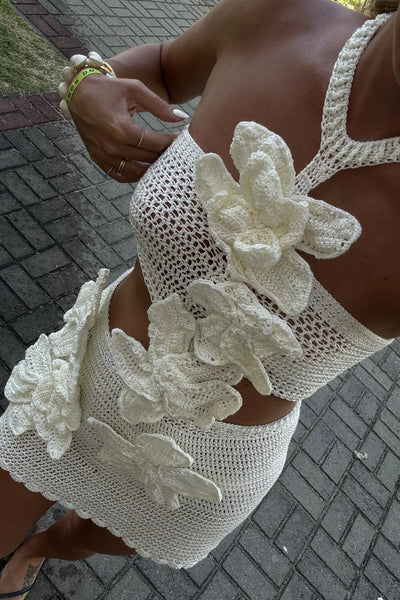 Ella - Robe en tricot à fleurs
