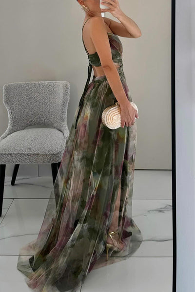 Liora™ | Robe Maxi Élégante avec Imprimé Aquarelle