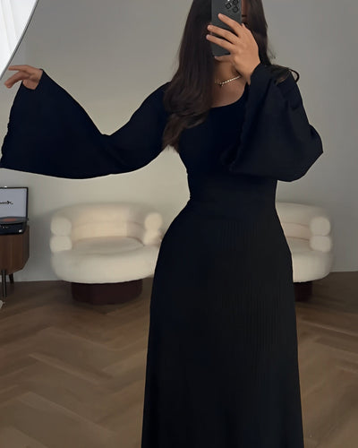 Nora™ | Robe maxi en tricot côtelé avec manches