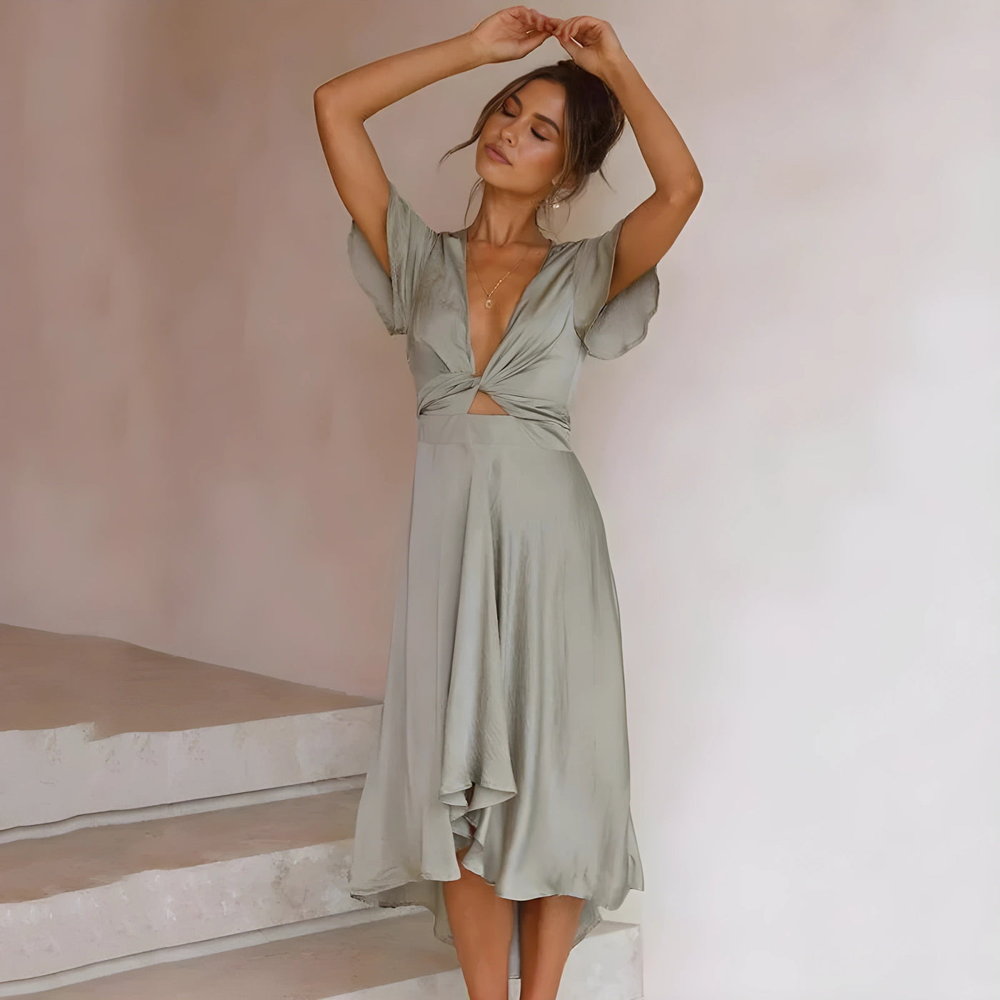 Elina™ | Robe midi avec détail de nœud