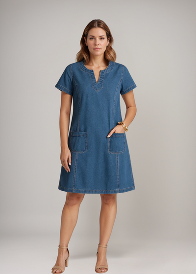Raquel™ | Robe tunique en jean avec poches