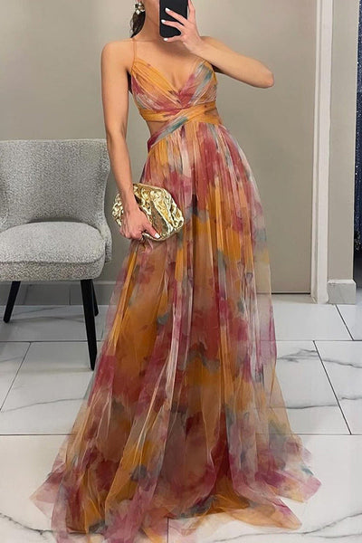 Liora™ | Robe Maxi Élégante avec Imprimé Aquarelle