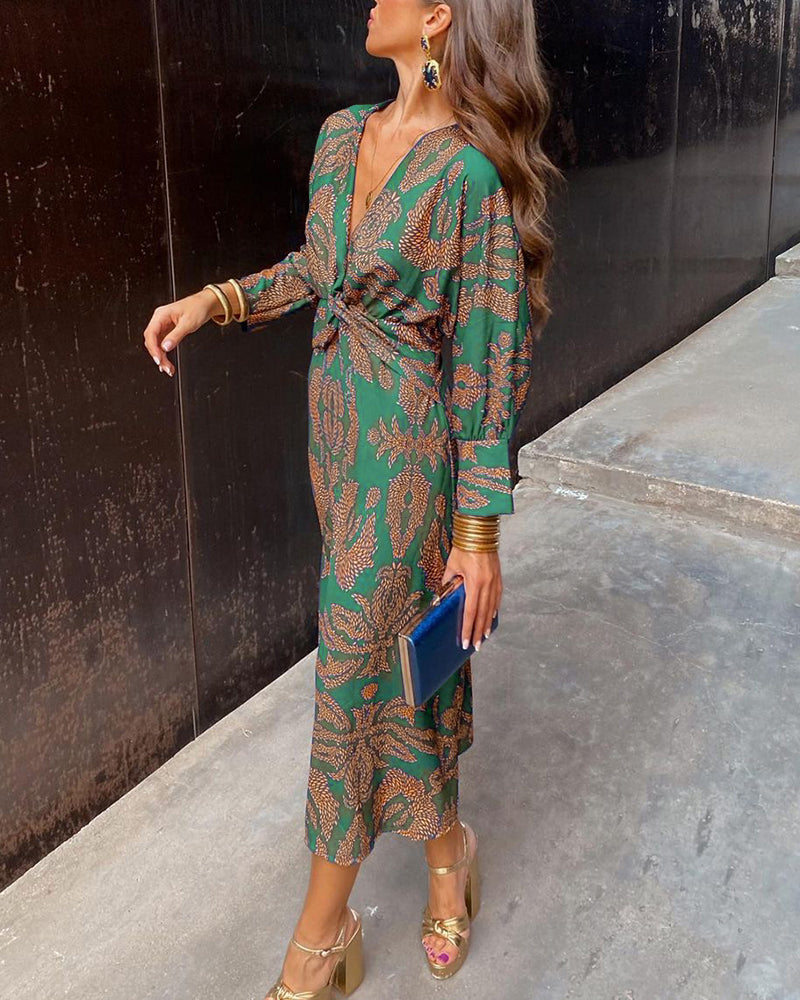 Frieda™ | Robe Midi à Motif Baroque
