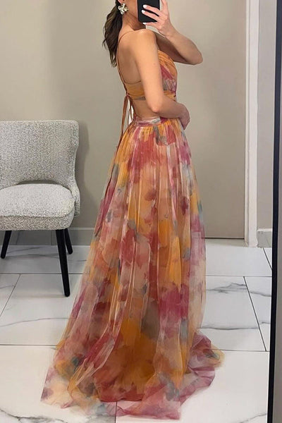 Liora™ | Robe Maxi Élégante avec Imprimé Aquarelle