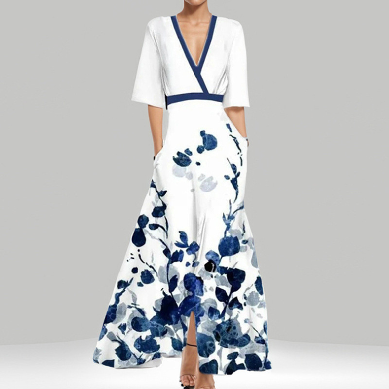Elise™ | Élégance Florale Maxi-Robe