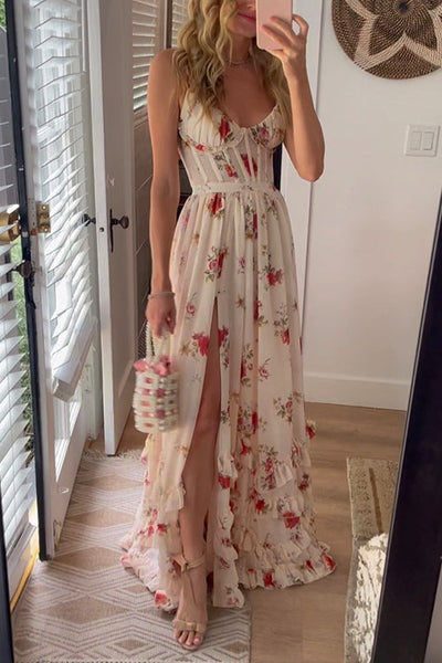 Yana™ | Robe maxi avec volants et motif floral