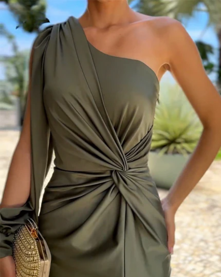Clarisse™ | Robe Drapée à Épaule Unique