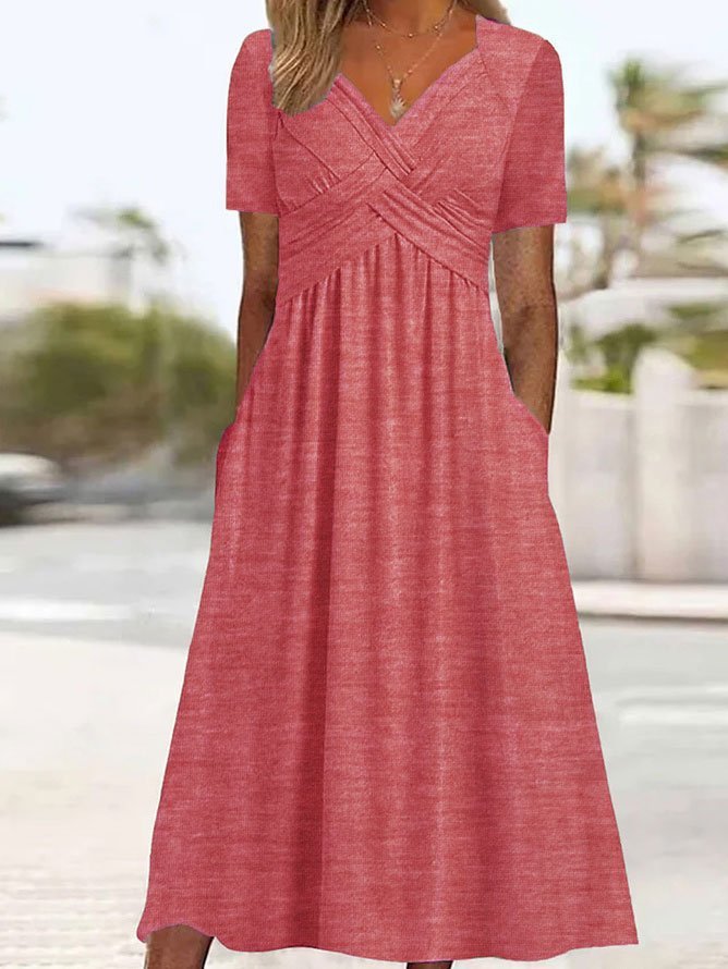 Delilah™ | Robe midi avec couture à la taille et poches