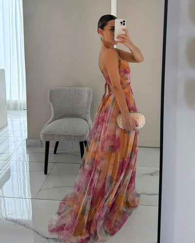 Liora™ | Robe Maxi Élégante avec Imprimé Aquarelle