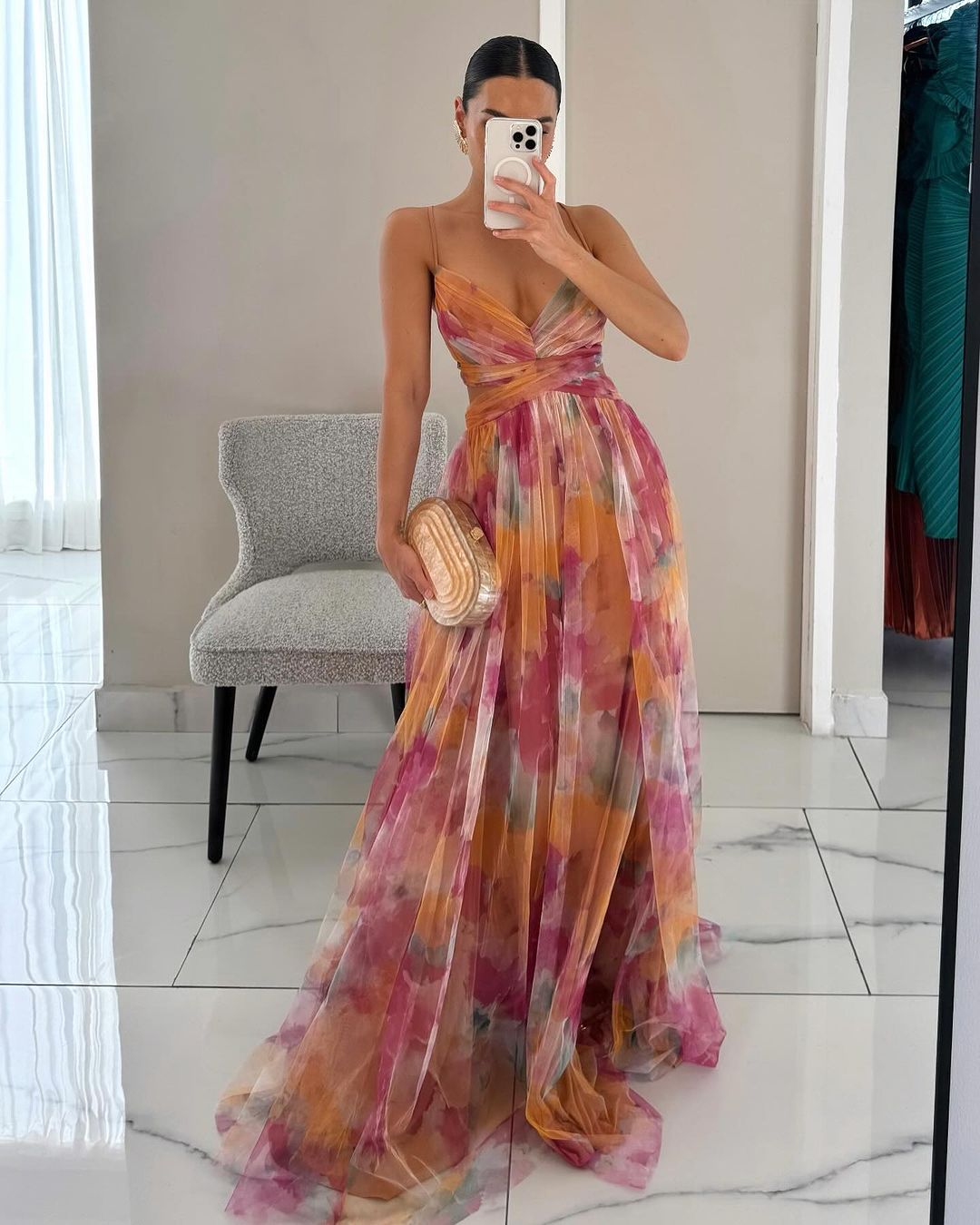 Liora™ | Robe Maxi Élégante avec Imprimé Aquarelle