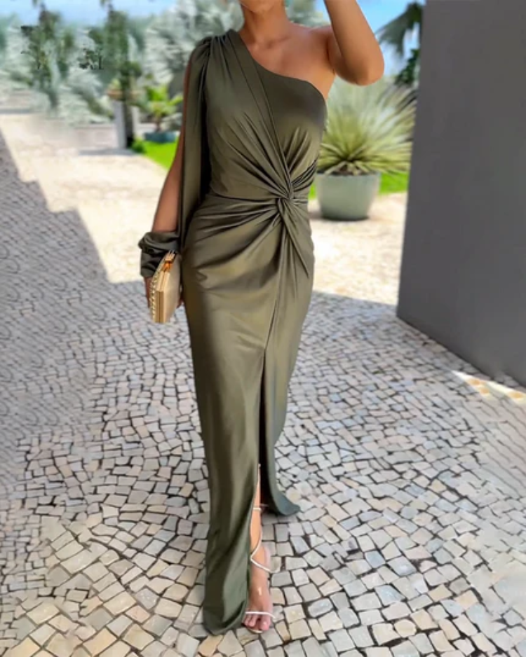 Clarisse™ | Robe Drapée à Épaule Unique