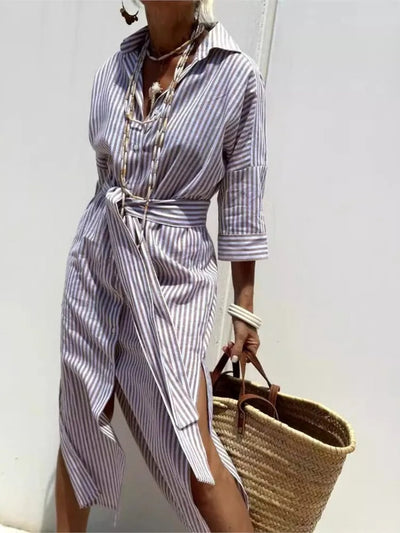 Della™ | Robe chemise rayée