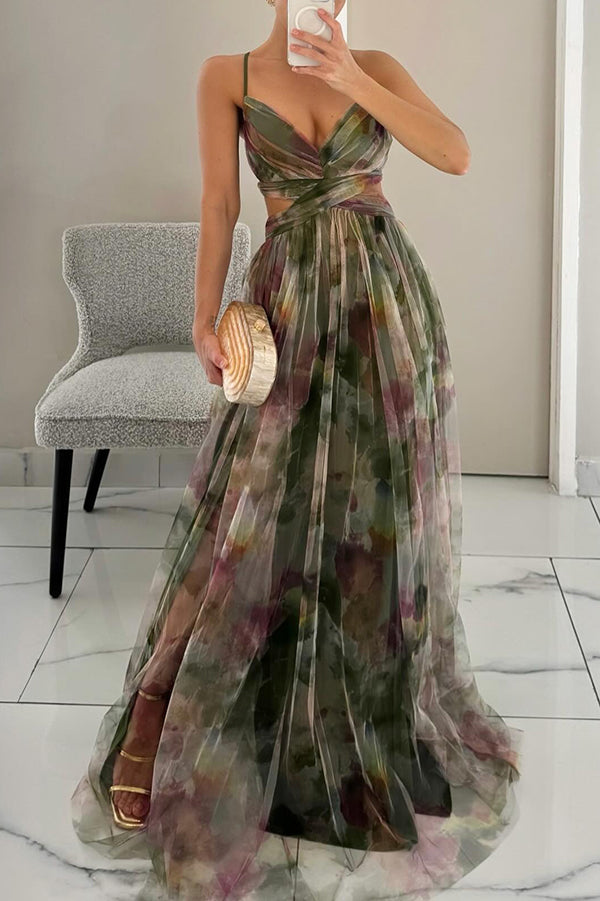 Liora™ | Robe Maxi Élégante avec Imprimé Aquarelle