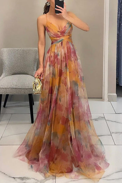 Liora™ | Robe Maxi Élégante avec Imprimé Aquarelle