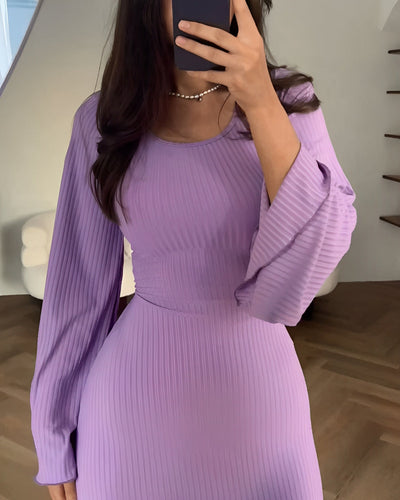 Nora™ | Robe maxi en tricot côtelé avec manches