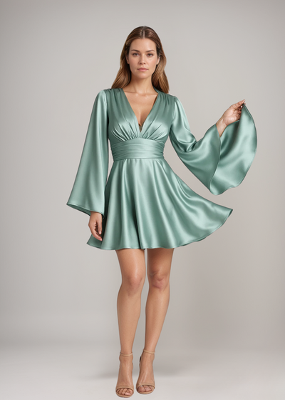 Darla™ | Robe en satin avec manches larges