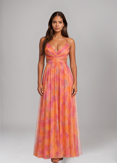Liora™ | Robe Maxi Élégante avec Imprimé Aquarelle