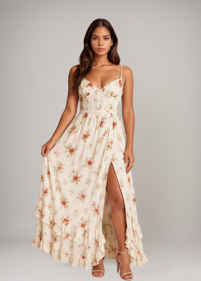 Yana™ | Robe maxi avec volants et motif floral