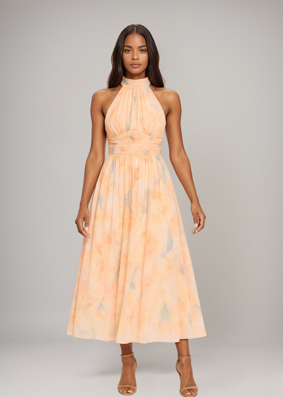 Joli™ | Robe maxi avec col noué et motif aquarelle