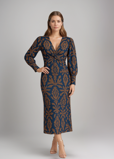 Frieda™ | Robe Midi à Motif Baroque