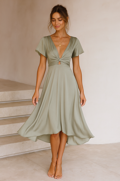 Elina™ | Robe midi avec détail de nœud