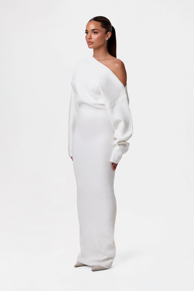 Rosalie™ | Robe maxi en tricot sans épaules
