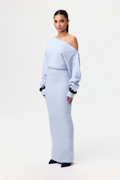 Rosalie™ | Robe maxi en tricot sans épaules
