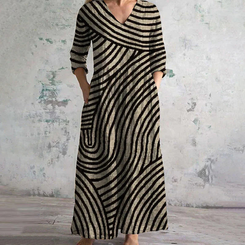 Belinda™ | Robe maxi rayée avec décolleté en V