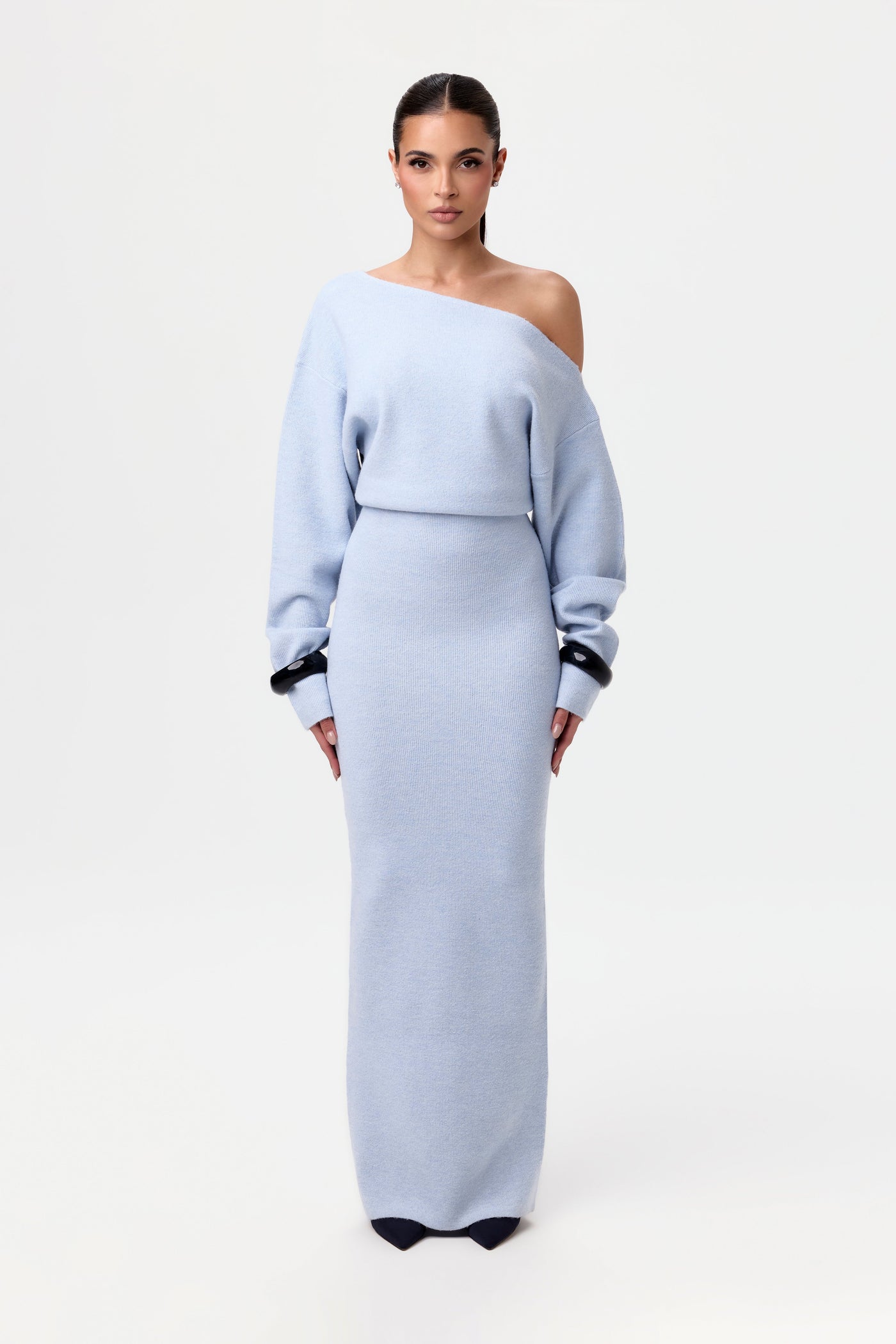 Rosalie™ | Robe maxi en tricot sans épaules
