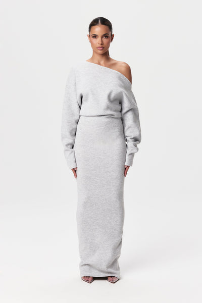 Rosalie™ | Robe maxi en tricot sans épaules
