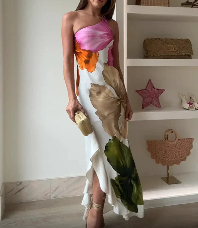 Jorgina™ | Robe maxi à épaule dénudée avec volants