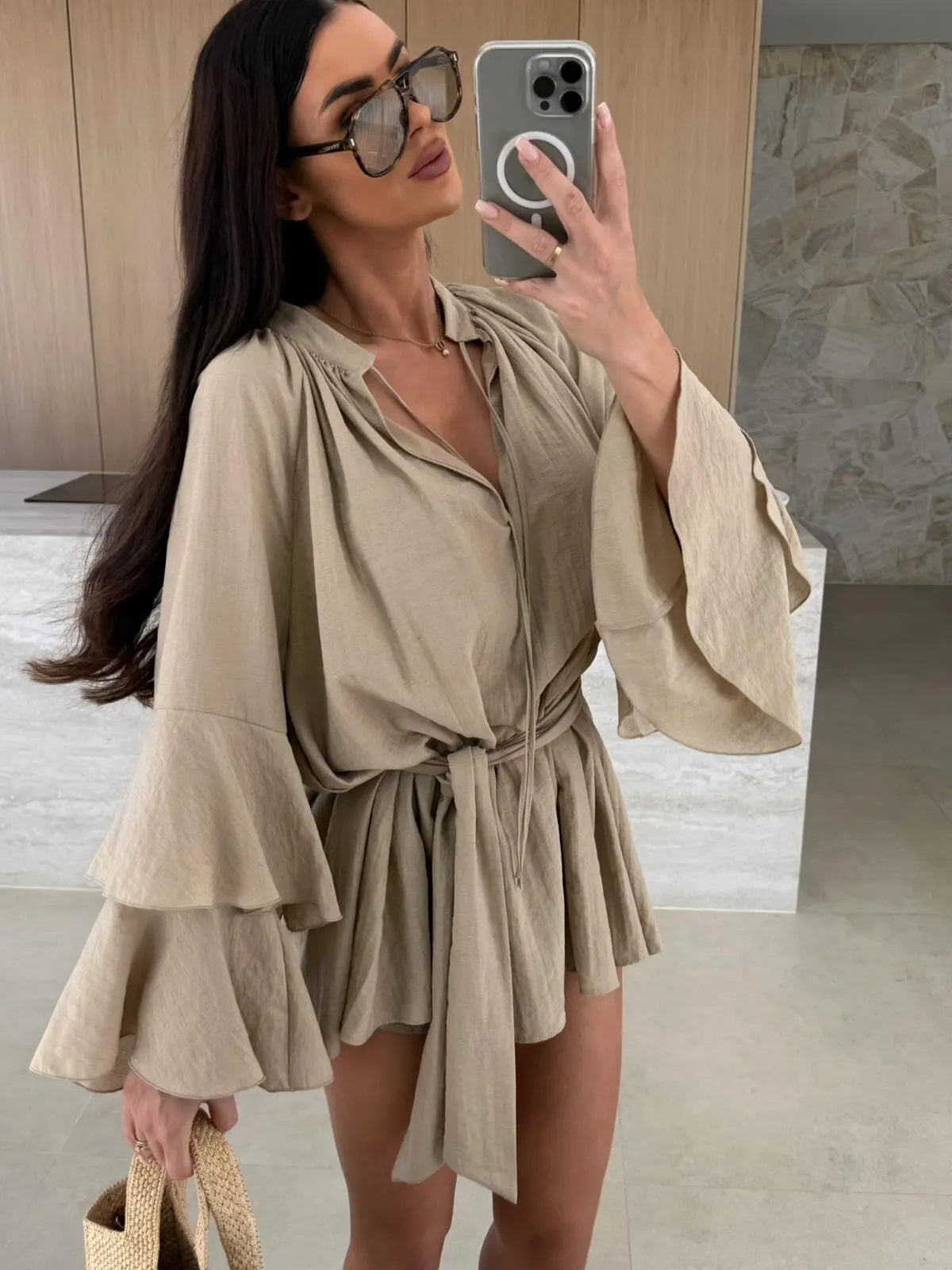 Dina™ | Robe chemise légère avec ceinture