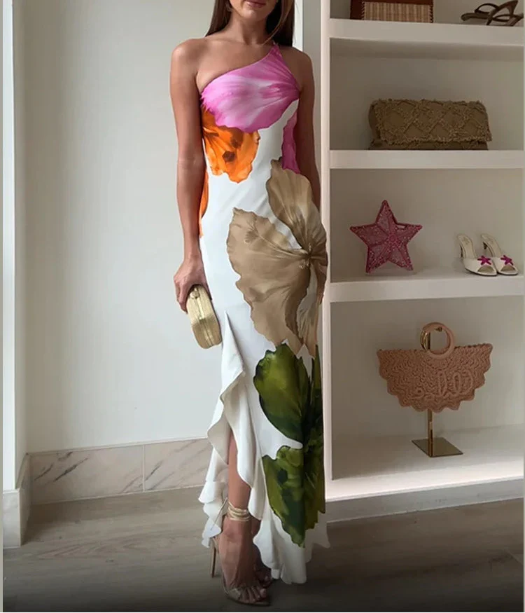 Jorgina™ | Robe maxi à épaule dénudée avec volants