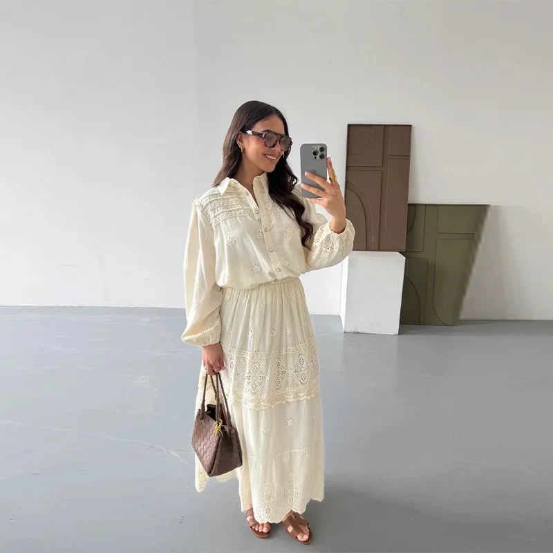 Élise - Broderie Midi Dress