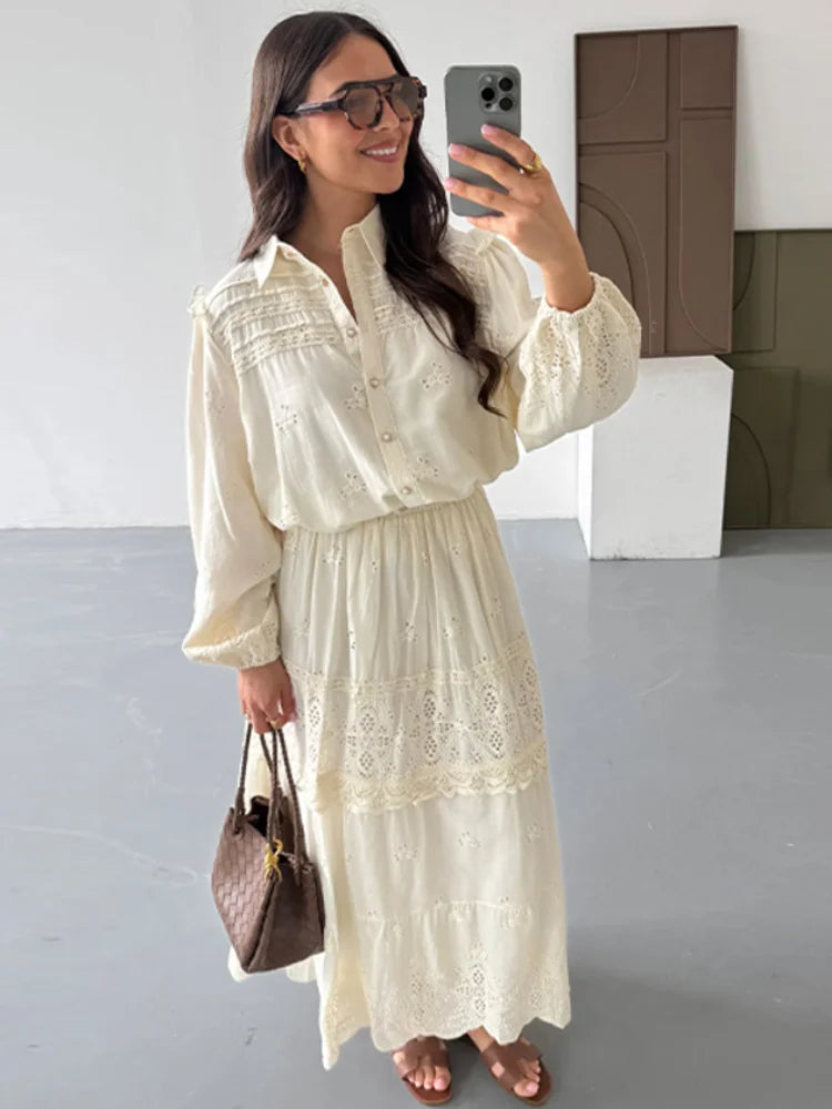 Élise - Broderie Midi Dress