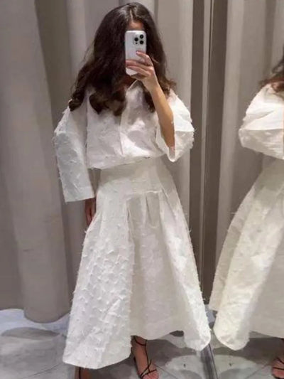 Élise - Broderie Ensemble avec Jupe Ample