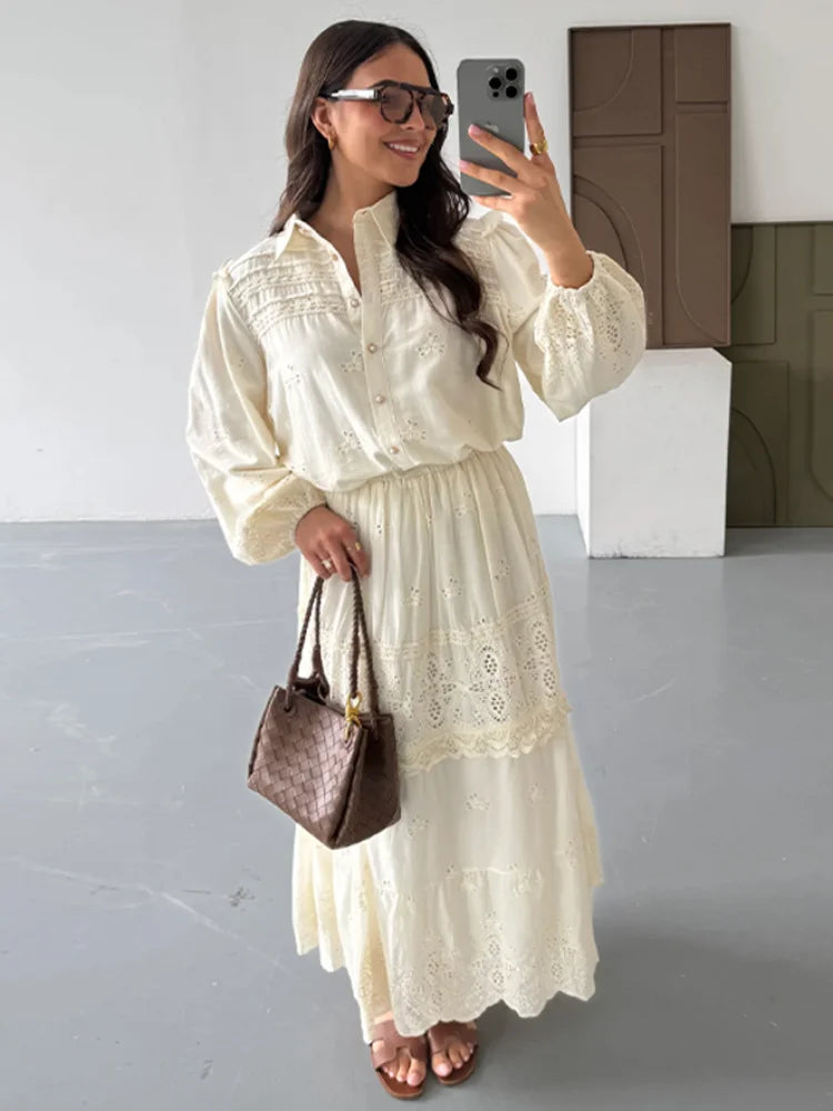 Élise - Broderie Midi Dress