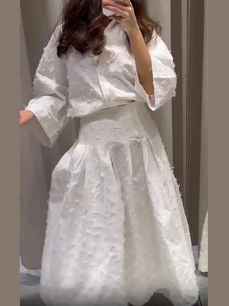 Élise - Broderie Ensemble avec Jupe Ample