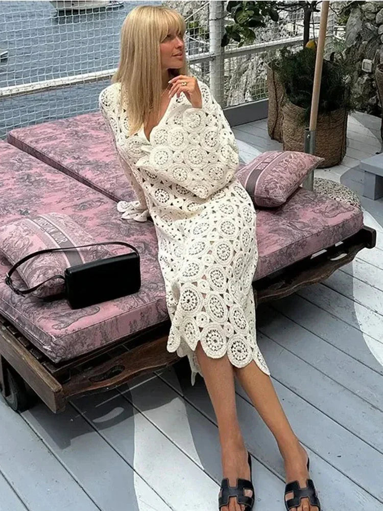 Celeste - Midi Crochet Robe