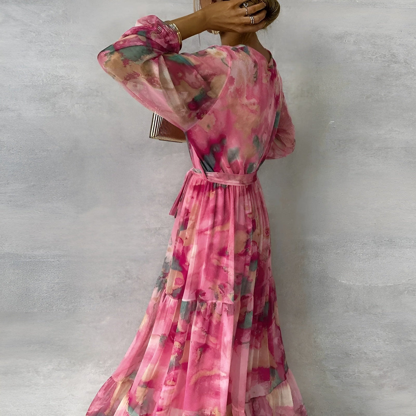 Lirea™ | Robe maxi en chiffon avec imprimé aquarelle