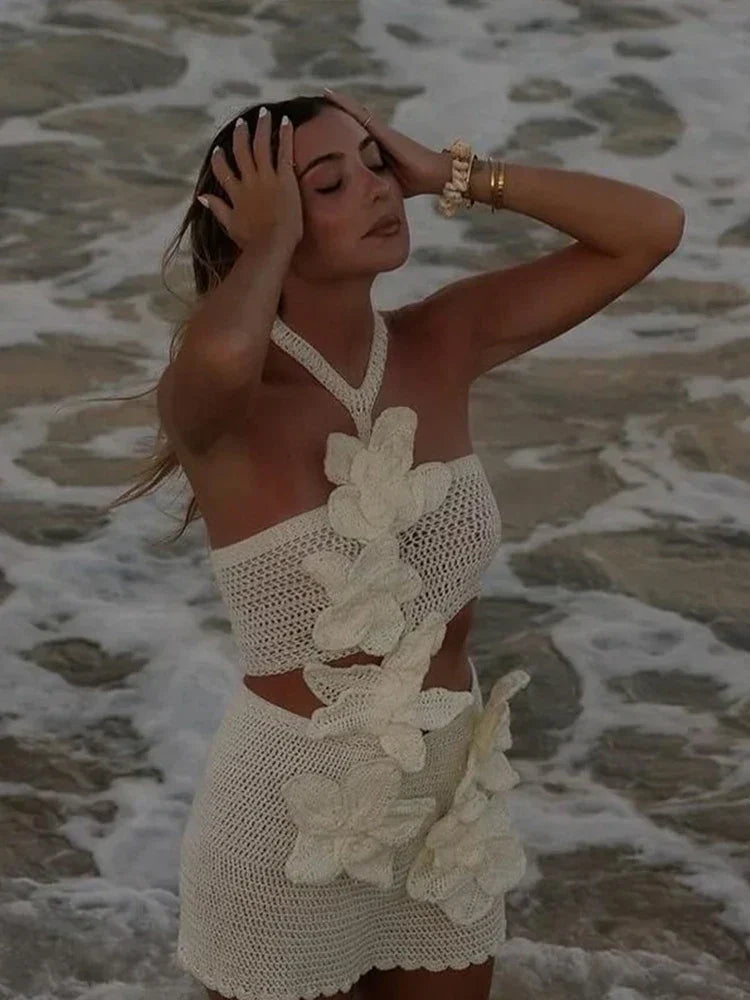Ella - Robe en tricot à fleurs