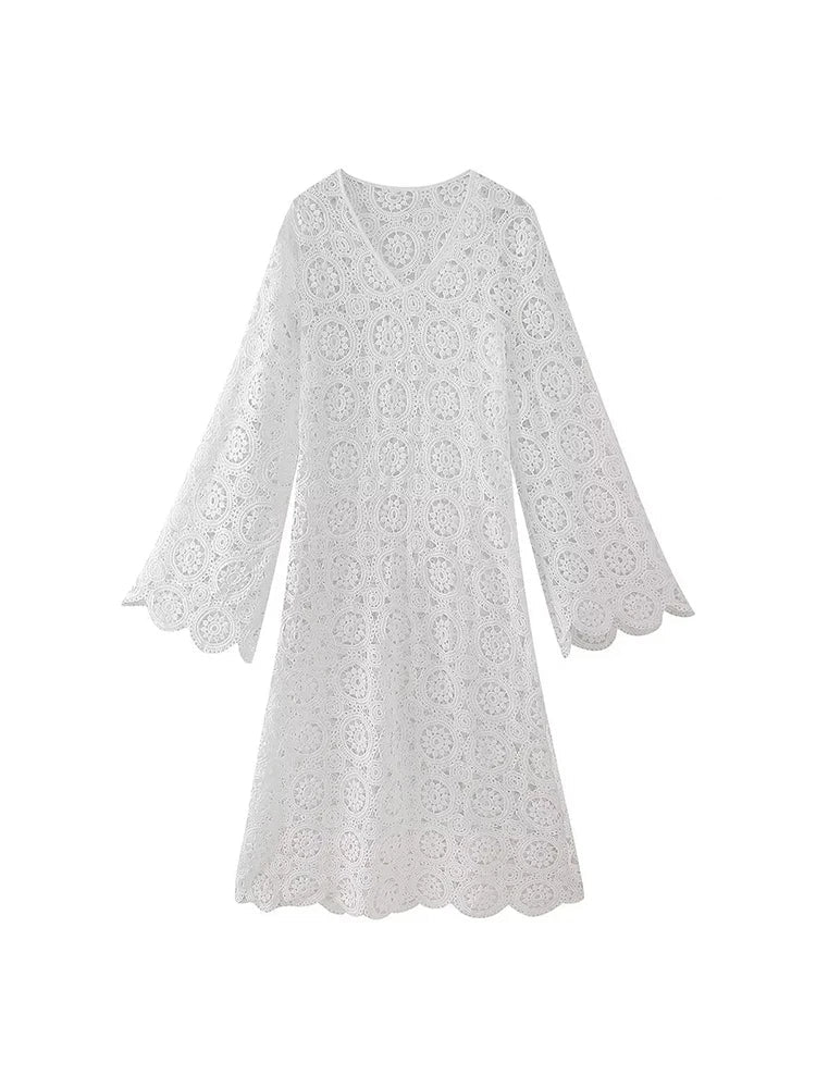 Celeste - Midi Crochet Robe
