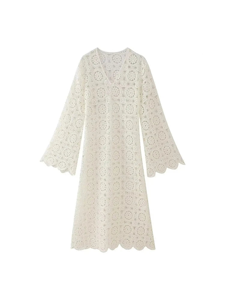 Celeste - Midi Crochet Robe