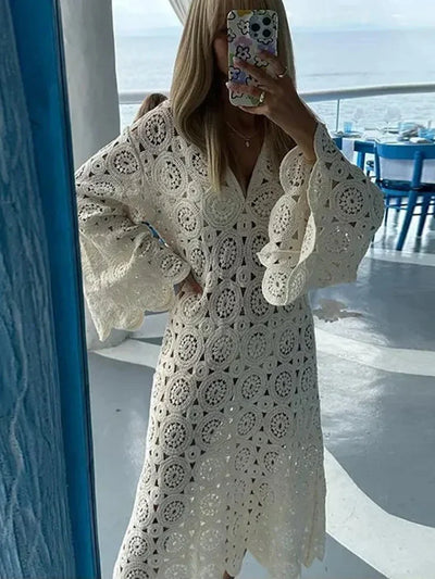 Celeste - Midi Crochet Robe