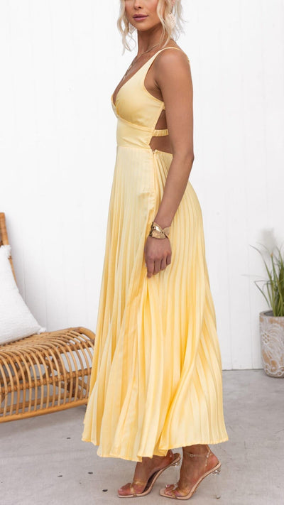 Alva™ | Robe midi plissée avec décolleté en V