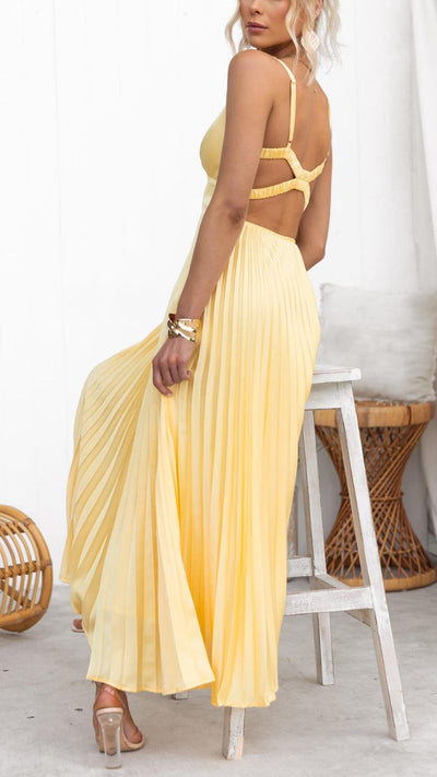 Alva™ | Robe midi plissée avec décolleté en V